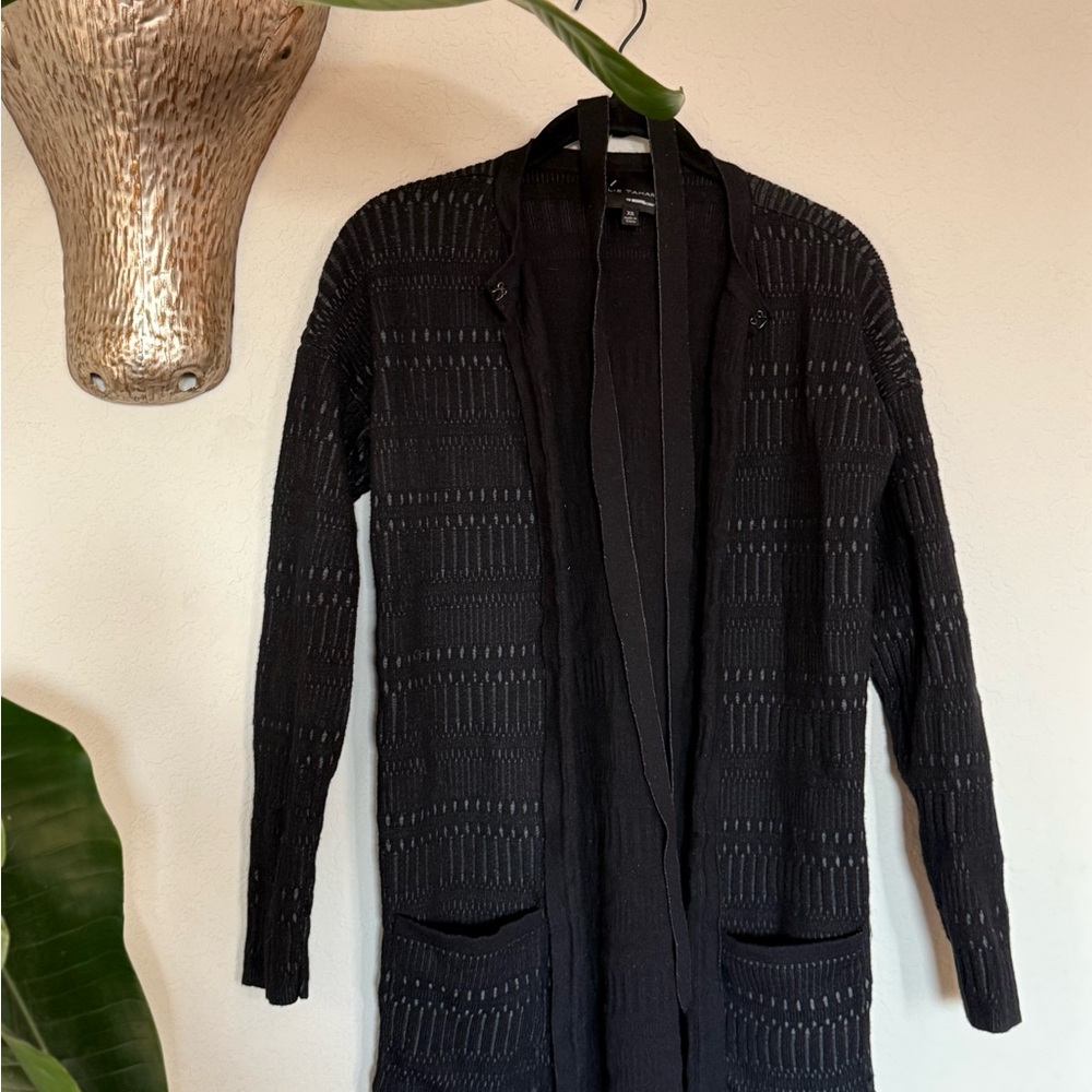 Elie Tahari Textured Black Cardigan